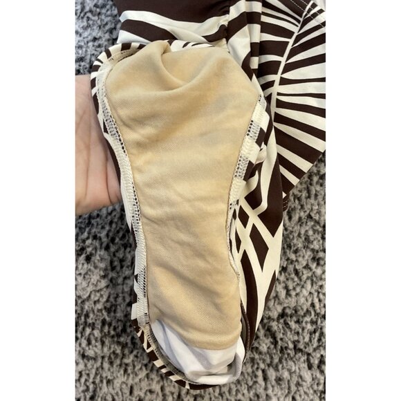 Tommy Bahama Womens Size 10 Brown Zebra Print Swimsuit Halter One Piece Ruched - Picture 7 of 8